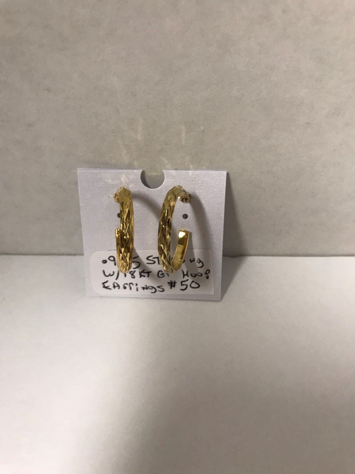 *.925 STERLING W/18 KT. GOLD PLATE HOOP PIERCED EARRINGS *NICE*