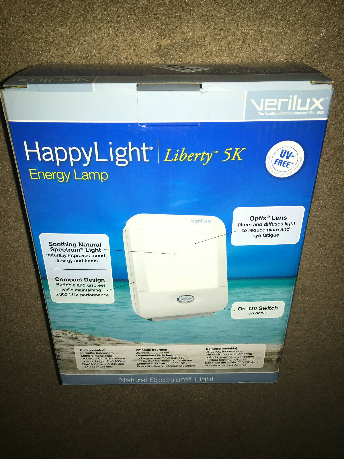 Verilux Happy Light Liberty 5 K Energy Lamp  New In Box