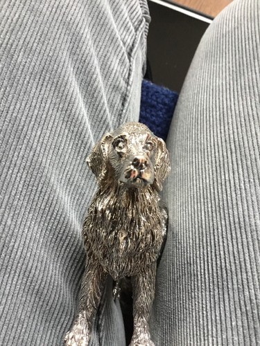 Vintage Sterling Silver Dog Golden Retriever Artist Signed 925 FIGURINE 5 1/2”