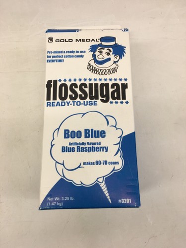 Gold Medal Cotton Candy Carnival Floss Sugar Blue Raspberry (1 carton) W/ Sticks