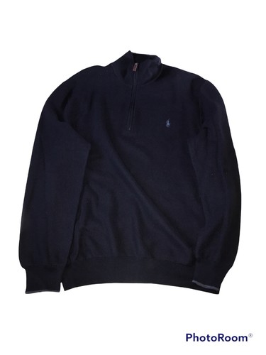 Polo Ralph Lauren Men's Navy Blue Knit Pima Cotton Quarter