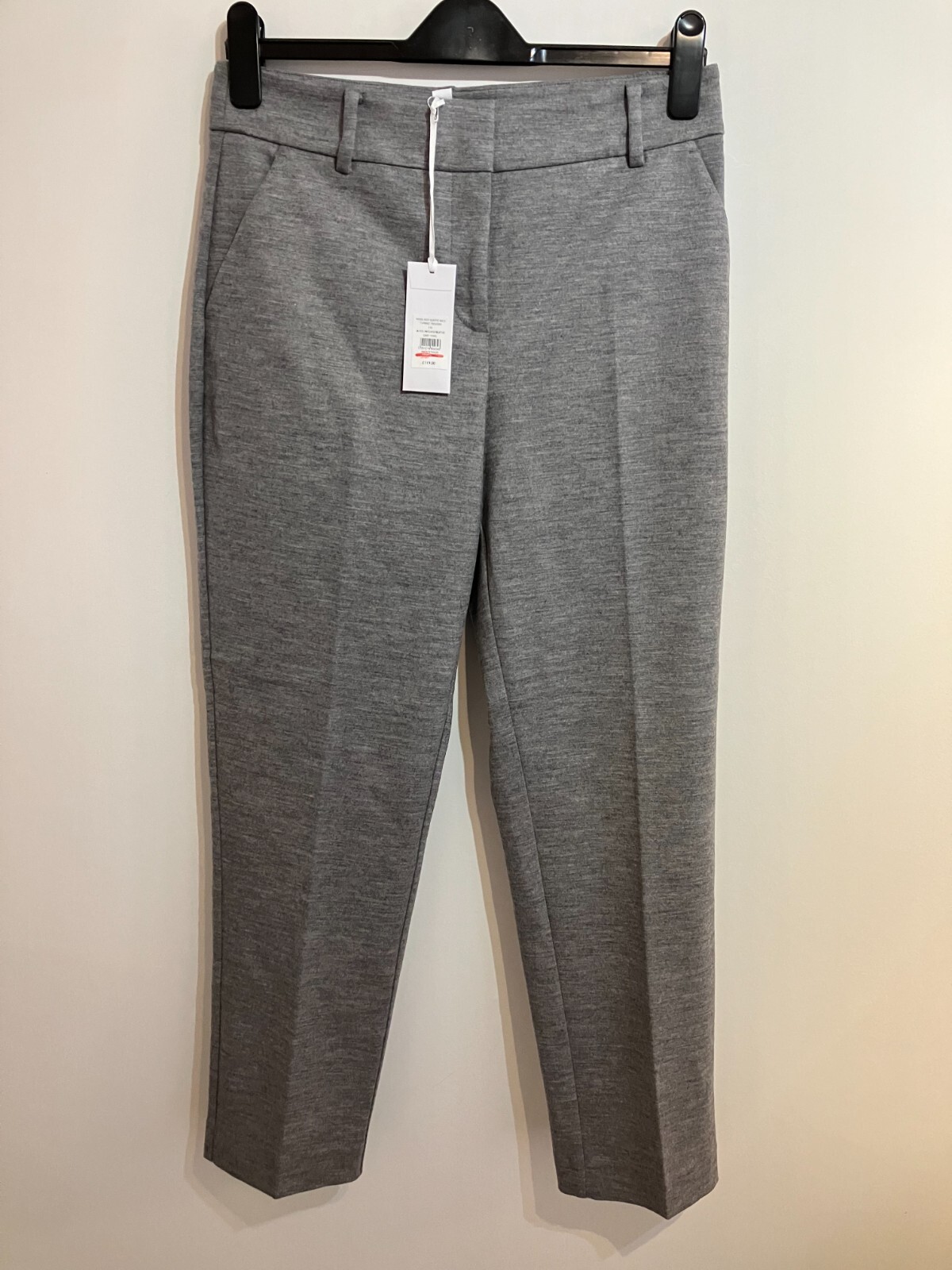 The White Company Wool Rich Tapered Trousers, Grey, UK 10, RRP £119