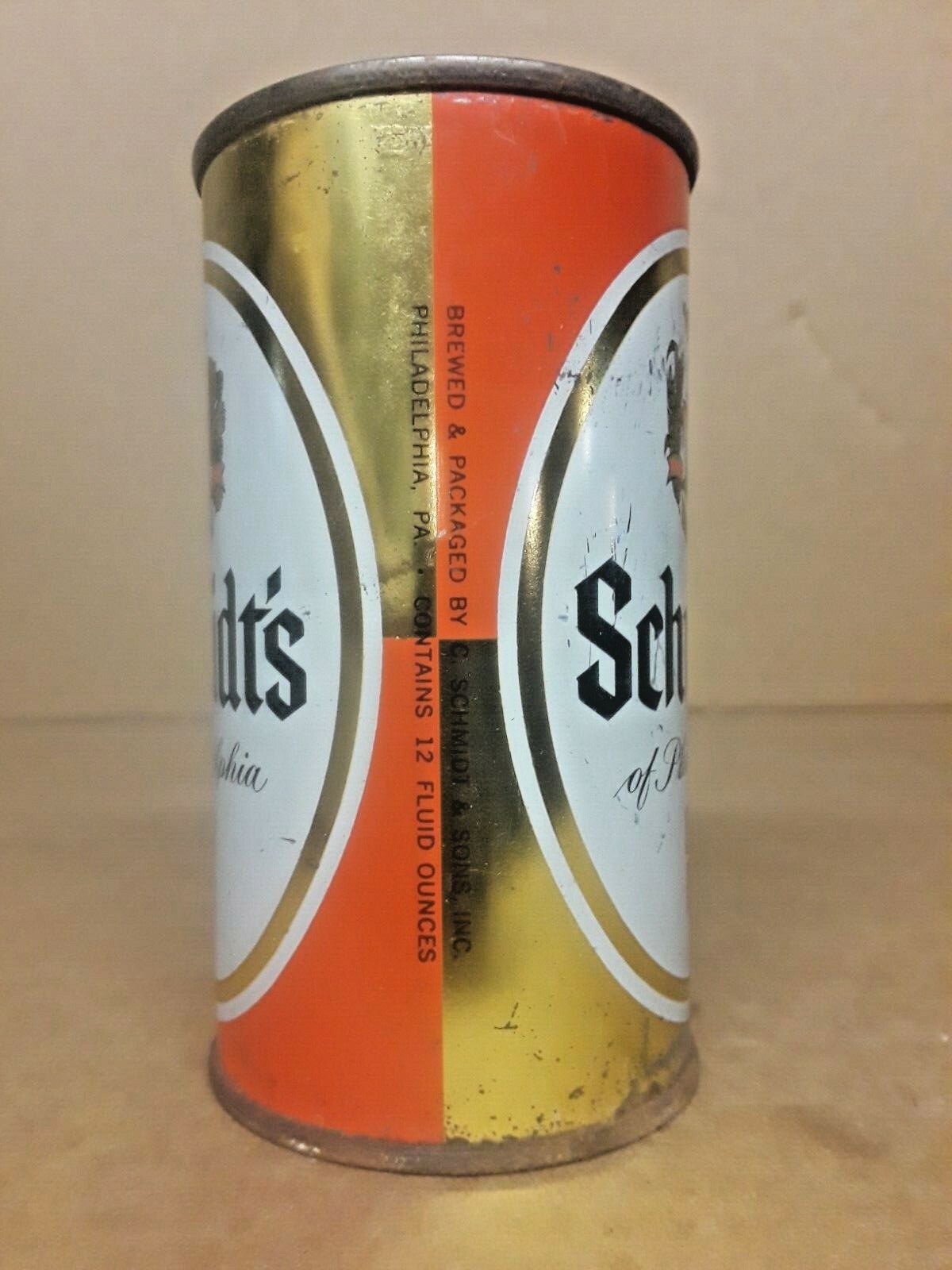 SCHMIDT'S OF PHILADELPHIA LIGHT BEER FLAT TOP BEER CAN PENNSYLVANIA TAX STAMP