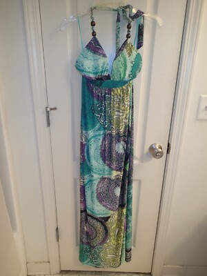 Women's Beach Halter Maxi Long Dress Sz S