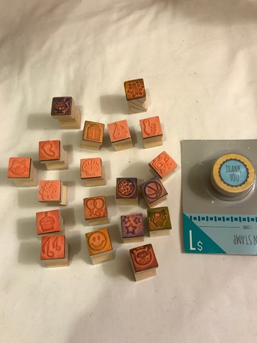 wooden rubber stamps lot