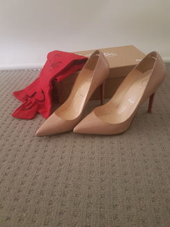 Genuine Christian Louboutin nude Pigalle 100 patent calf