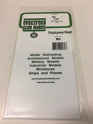 Evergreen Styrene Sheet Plastic .060 White Scratch Building 12'' x 6'' #9060