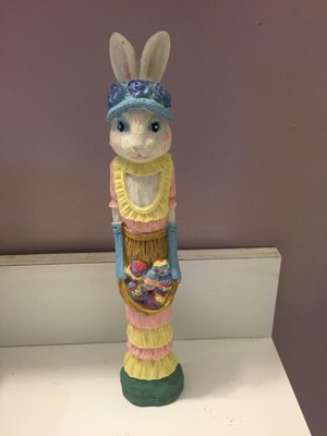 (2)Easter  Bunny Rabbit Figurines Indoor Home Decor pencil bunny mom & Dad