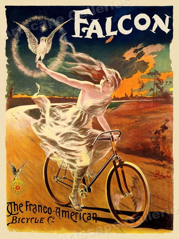 - Vintage Style Bicycle Art Print Poster - 18x24