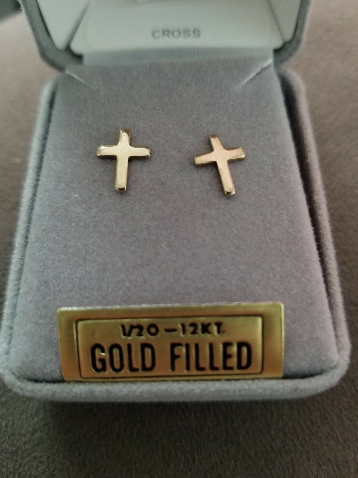 Cross gold filled post earrings