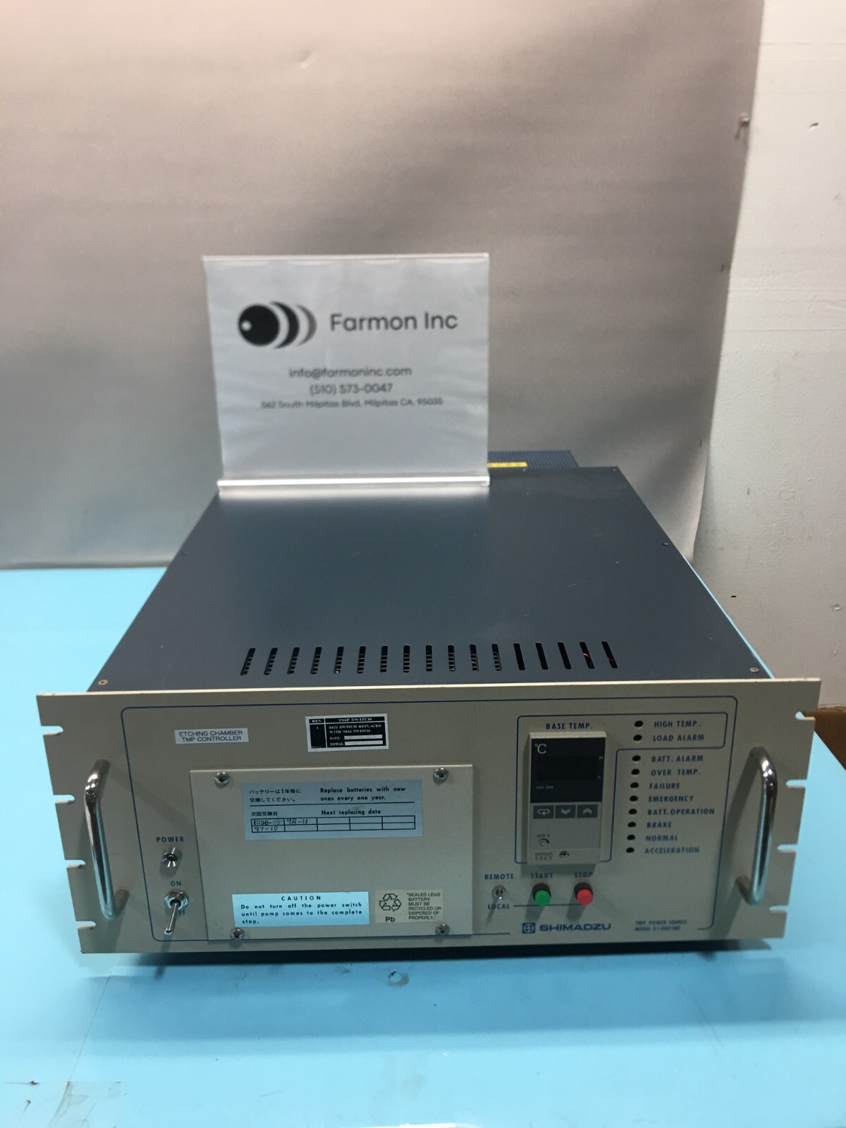 SHIMADZU EI-2001ME TMP POWER SOURCE SHIMADZU TMP 2001 - LME TURBO PUMP, 171739