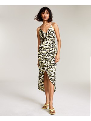 

BAR III ПЛАТЬЯ Женское черное вечернее платье миди с вырезом и искусственным запахом, Черный