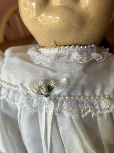 Antique Baby Dimples Doll by Horsman Redressed in White