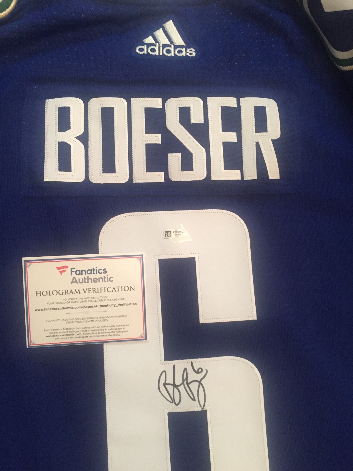 Brock Boeser Canucks Autographed Blue Adidas Authentic Jersey - Fanatics