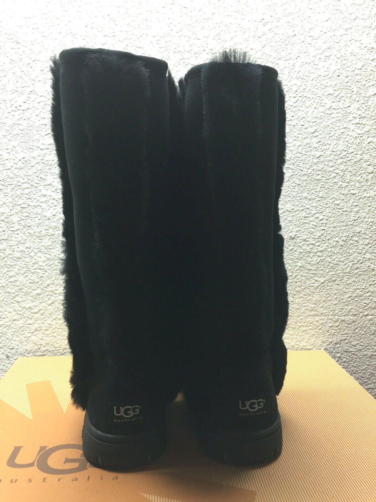 Pre-owned Ugg Sunburst Ultra Tall Black Shearling Leather Boot Us 10 / Eu 41 / Uk 8