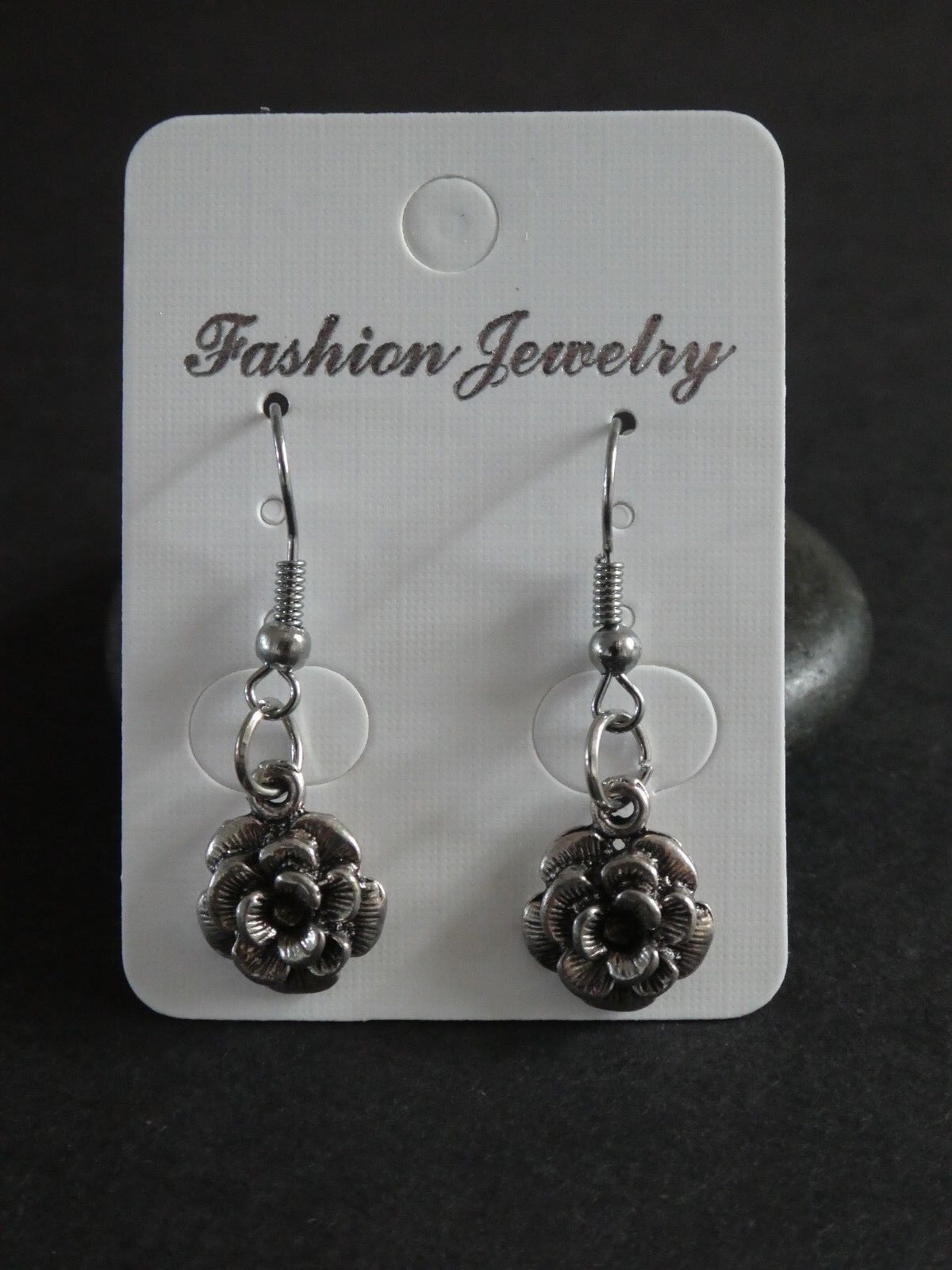 Tropicalia Handcrafted Floral Charm Hook Earrings Silver Tone Alloy Indie Boho