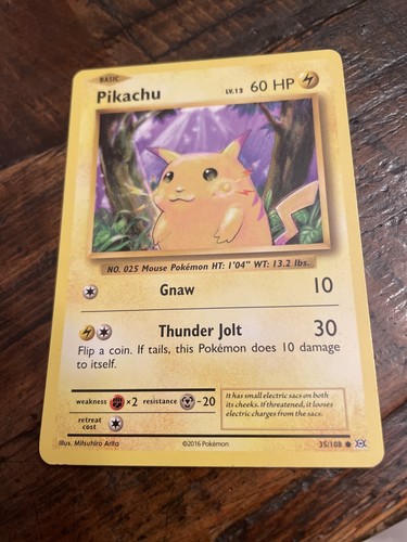 ピカチュウ レベル12 HP60 PIKACHU HP 60 LV. 12 GNAW THUNDER JOLT 35/ 108 POKEMON