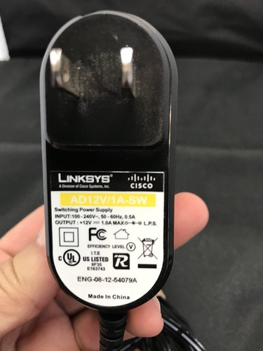 Linksys AD12V/1A-SW Switching Power Supply Adapter Charger 12V