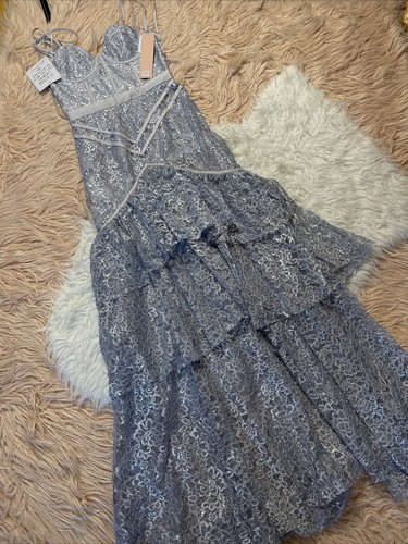 

Платье-русалка из металлизированного кружева Free People x Alice Mccall Sandstorm, Серебряный