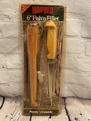 Vintage Rapala J Marttiini Normark 6  Wood Handle Fillet Knife & Sheath NOS