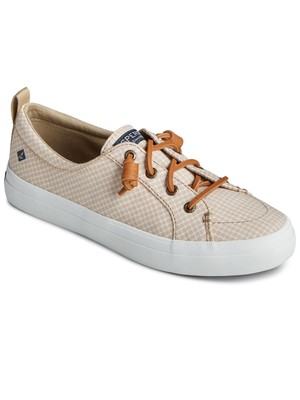 

SPERRY Женские бежевые кроссовки без шнуровки из сыромятной кожи с гербом и носком на платформе 7,5, Бежевый, STS85243