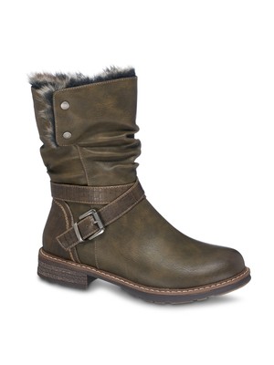 

GC SHOES Женские оливково-зеленые зимние ботинки Sherpa Zipperd Bailey с круглым носком 7,5, Зеленый, BAILEY