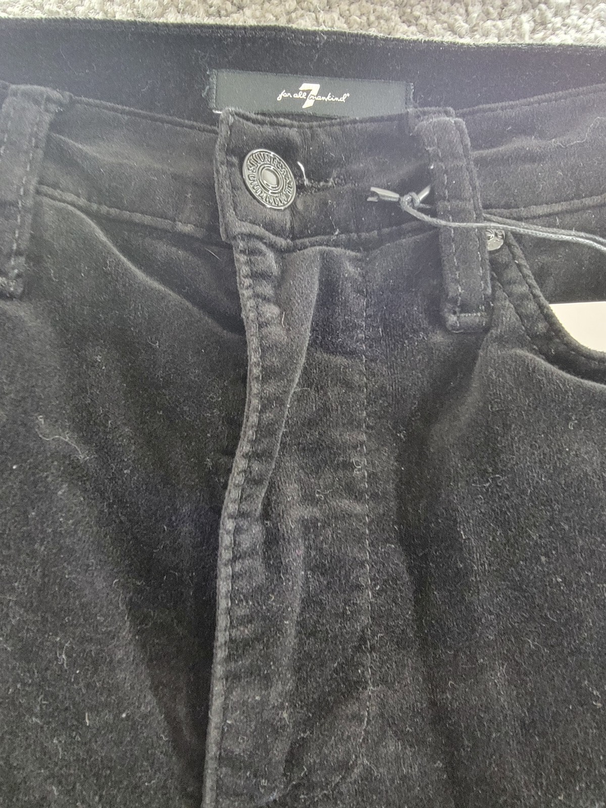 7 For All Mankind Velvet High Rise Skinny Jeans Women's 24 Black Zip/Button~ - Picture 10 of 19