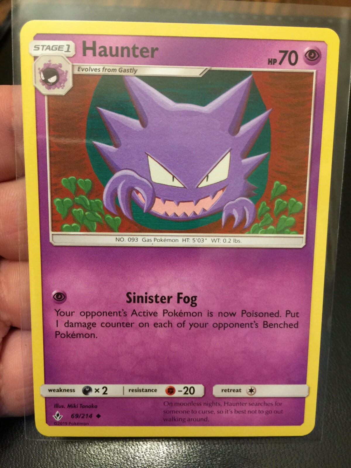 HAUNTER 2019 STAGE 1 POKEMON CARD - UNBROKEN BONDS - #69/214 HAUNTER 2019 STAGE 1 POKEMON CARD - UNBROKEN BONDS - #69/214