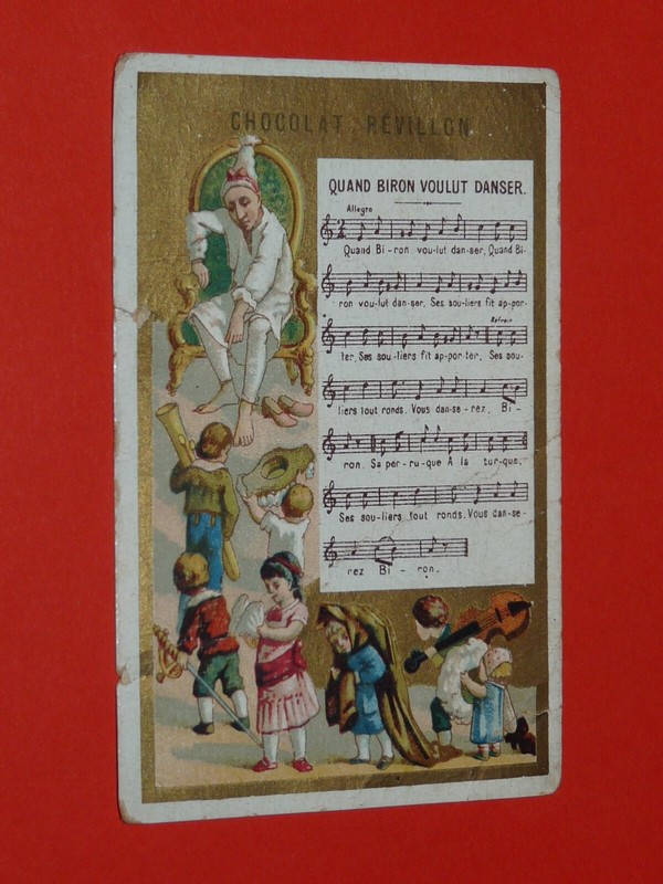Chromo 1900-1910 Chocolat Revillon Comptine Enfants Quand Biron Voulut Danser