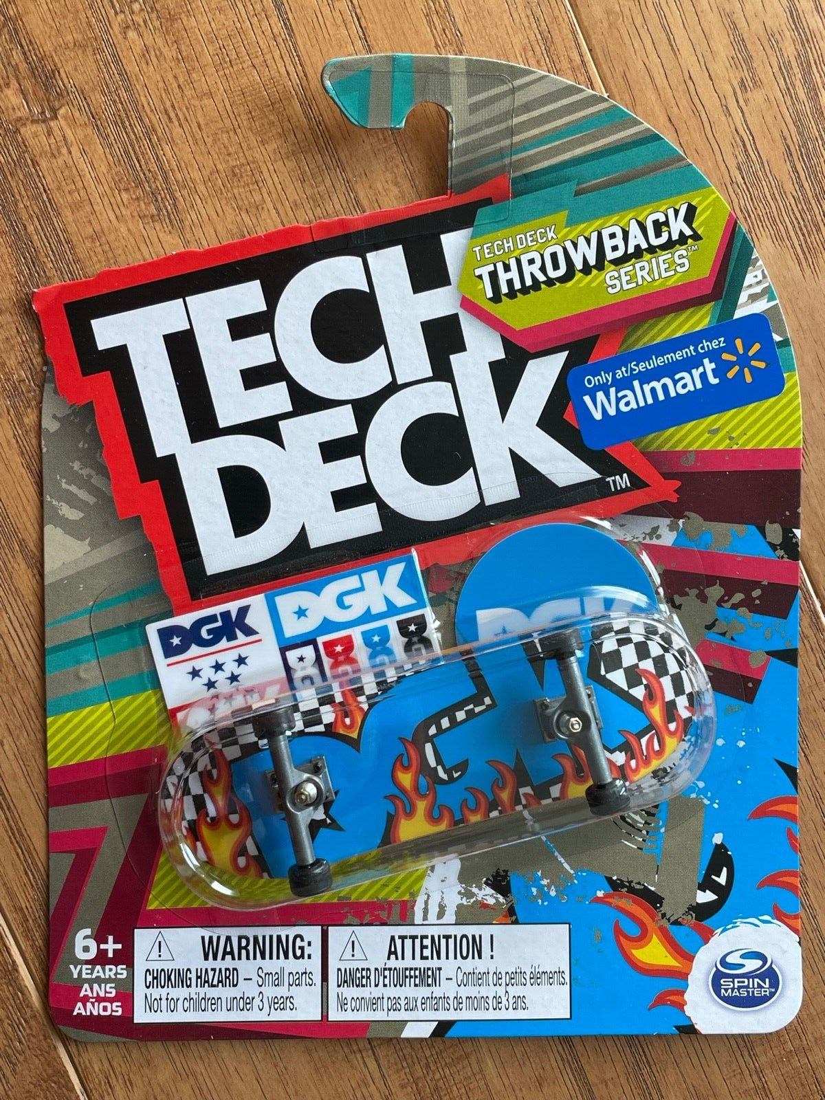 TECH DECK THROWBACK SERIES DGK MINI SKATEBOARD Checkerboard with Flames
