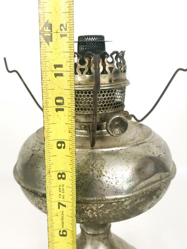 1905 Antique Rayo Burner Oil Kerosene Chrome  Lamp Pat'd Mar 24 1896