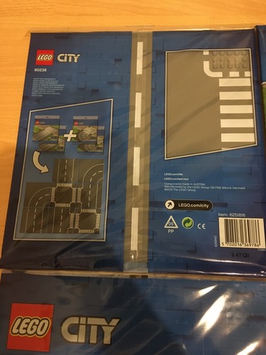 Lego City 4x 60236, Straßen, Gerade Kreuzung, Straßenplatten, Platte Neu OVP
