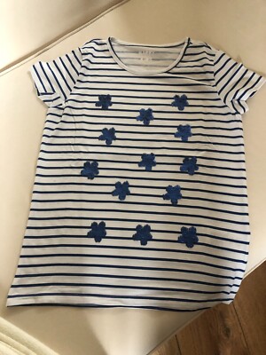 TCM Kids by Tchibo Mädchen T-Shirt Gr. 134/140 blau/weiß m.Wendepailletten