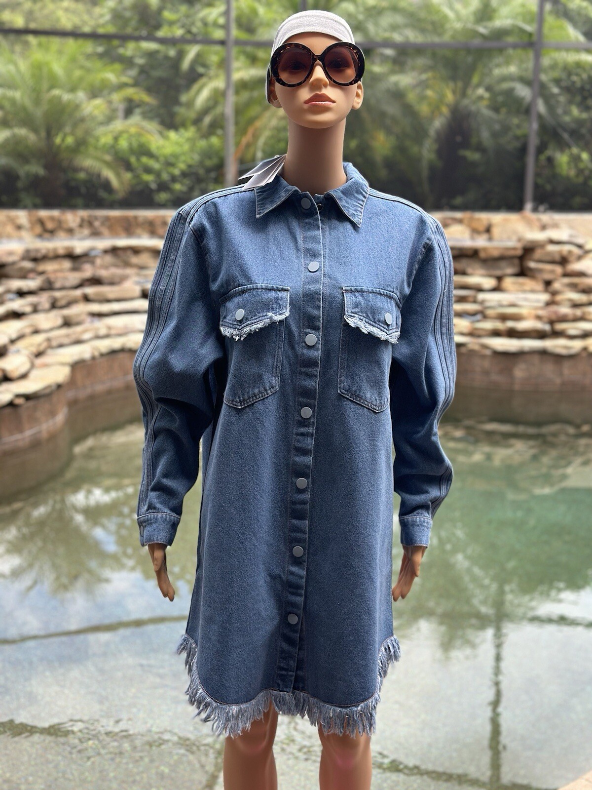 Adidas Originals Ksenia Schnaider Fringe Midi Shirt Dress S