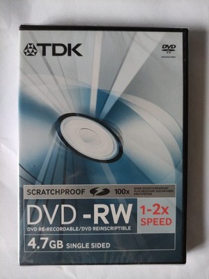 TDK Blank DVD-RW 1-2x Speed 4.7GB Rewritable Disc New Sealed Rare 🌀