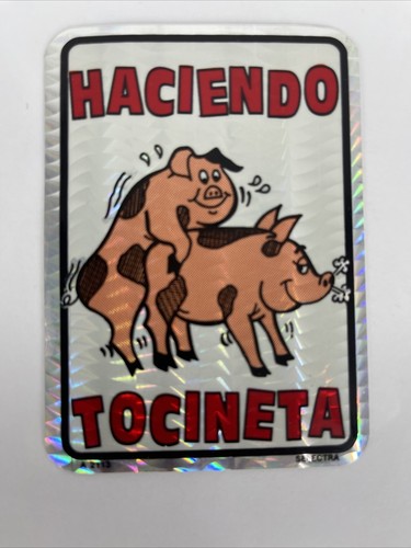RARE Vintage "HACIENDO TOCINETA" Makin' Bacon Dirty Pigs Prism Sticker NOS