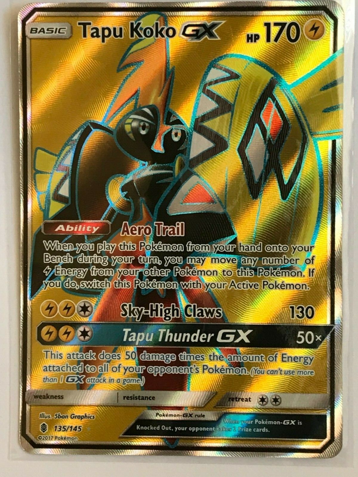Tapu Koko GX FULL ART ULTRA RARE 135/145 Pokemon SM