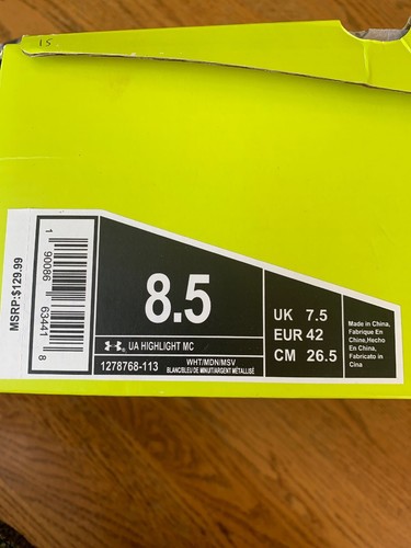 Under Armour UA Highlight MC Cleats White/Navy Size 8.5