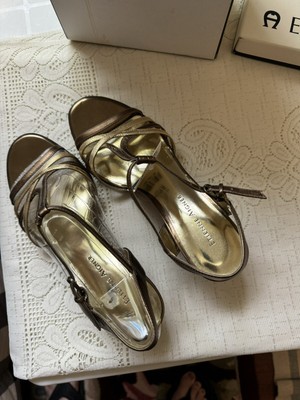 NEW Etienne Aigner Midas Bronze Metallic Wedge Sandals Shoes 7 1/2 M