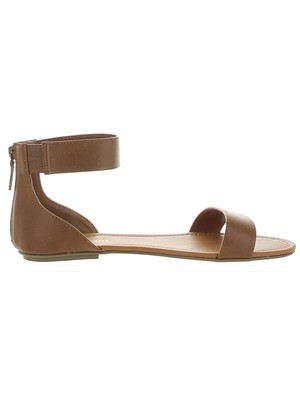 SUN STONE Womens Brown Padded Goring Keley Round Toe Zip-Up Sandals Shoes 8 M