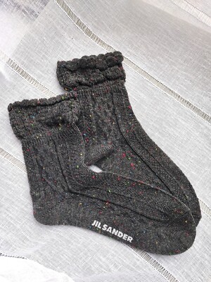 Jil Sander knitted frill Socks - Grey NWOT