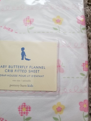 Pottery Barn Kids BUTTERFLY FLANNEL Fitted Crib SHEET Baby Toddler Bed Nursery