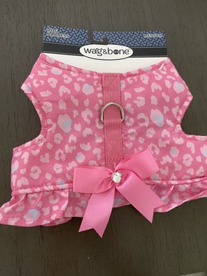 WAG & BONE PINK ANIMAL PRINT RUFFLE Harness Puppy/Dog  SMALL