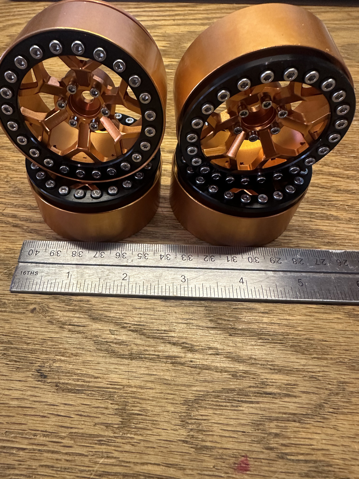 VITAVON 2.2 Inch Beadlock Wheels 4 Pack 12mm Hex RC Crawler Orange CNC