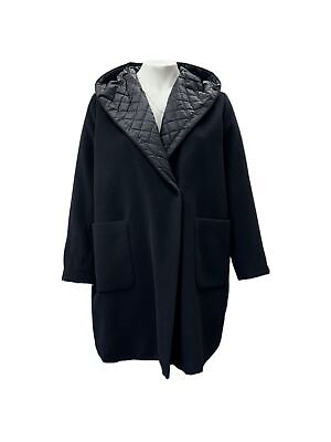 Pre-owned Marina Rinaldi Women's Black Tallero Button Closure Coat