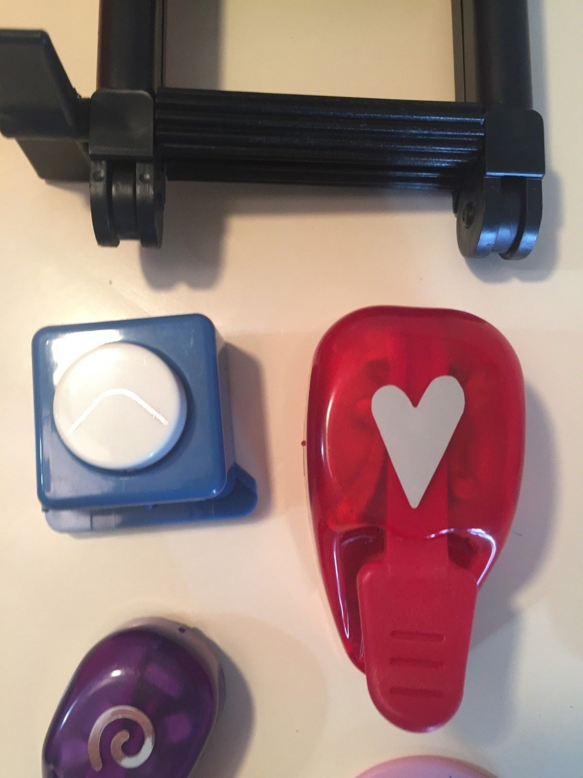 Lot of 5 craft scrapbook item: punches crimper distresser - heart edger swirl