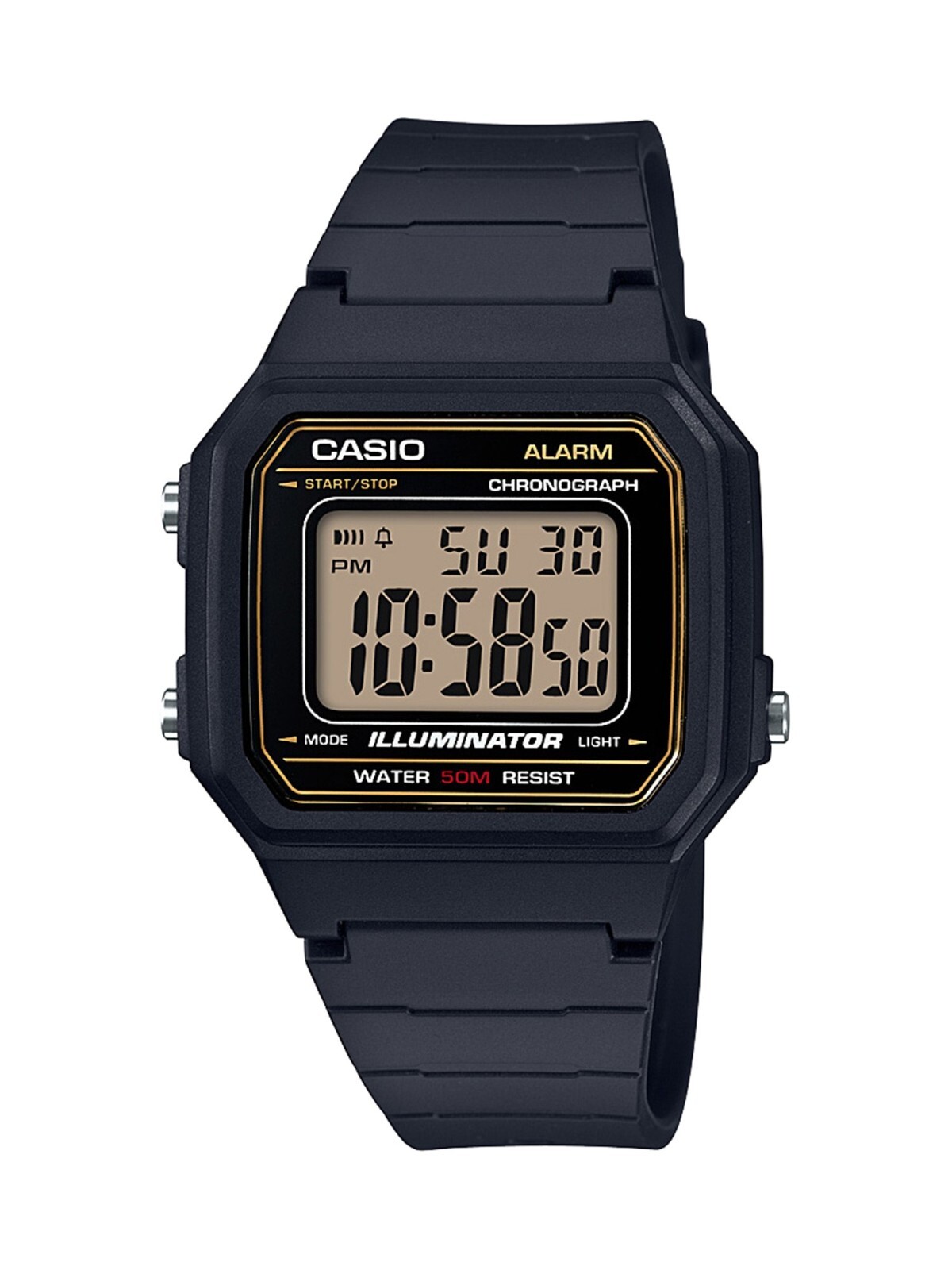 Мужские кварцевые часы Casio с подсветкой и будильником, хронограф 41 мм, цифровые часы W217H-9AV