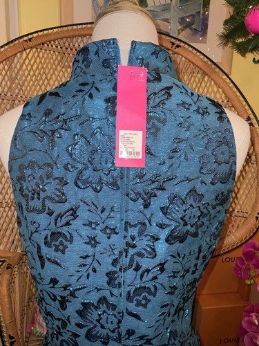 Pre-owned Lilly Pulitzer Tanlee Dress Teal Bay Blooming Brocade $258 Size 12,14 In Blue