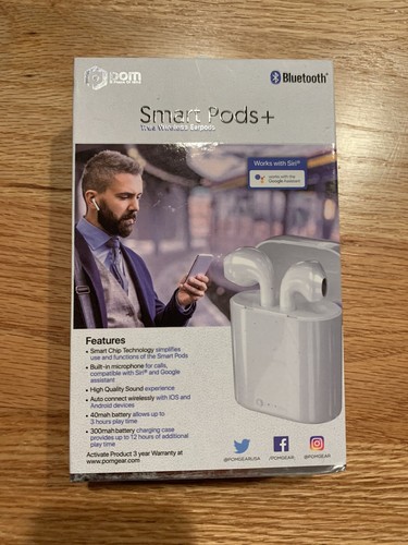 Wireless Bluetooth Ear Smart Pods+ Universal Premium White.