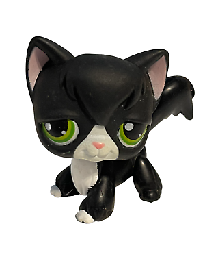 Littlest Pet Shop 55 Black White Tuxedo Longhair Cat Authentic